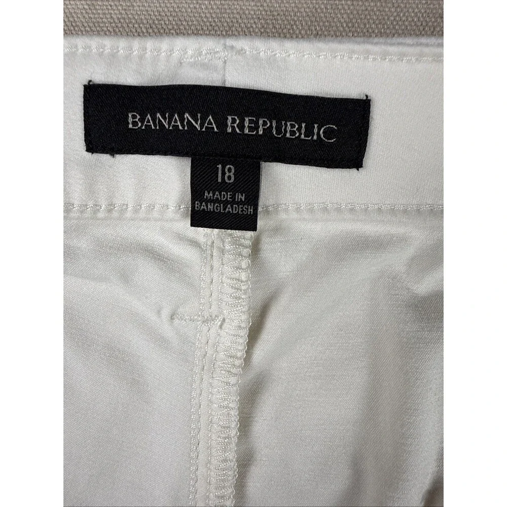 Banana Republic Cargo Pants Women Size 18 White Utility Linen Blend Mid Rise